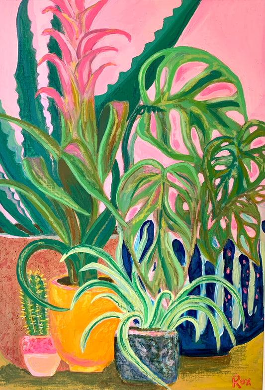 Jungle vibes still life plants print bright colours art contemporary