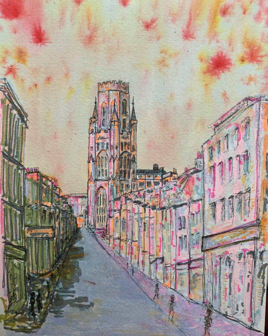 Park street Bristol art print, colourful contemporary sketch