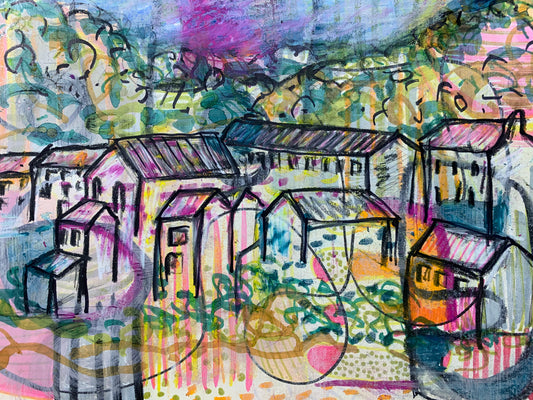 Cotswolds townscape art print abstract art