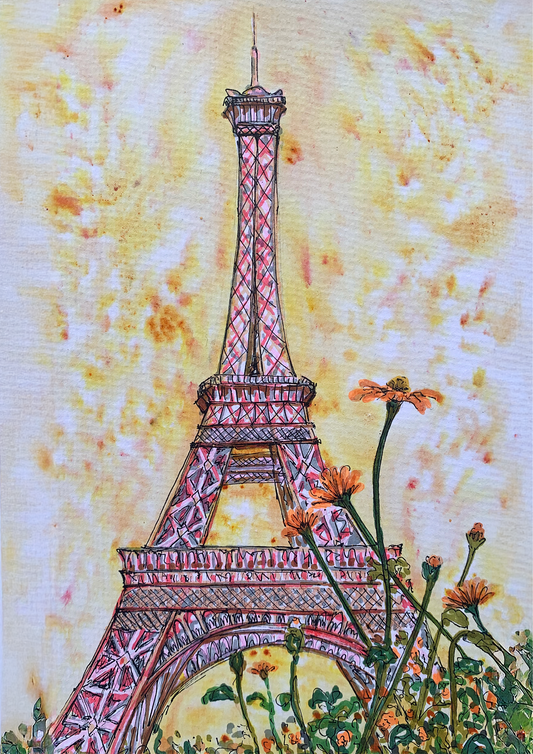 Paris Eiffel Tower Art Print Sketch.