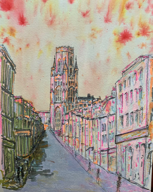 Park street Bristol art print, colourful contemporary sketch